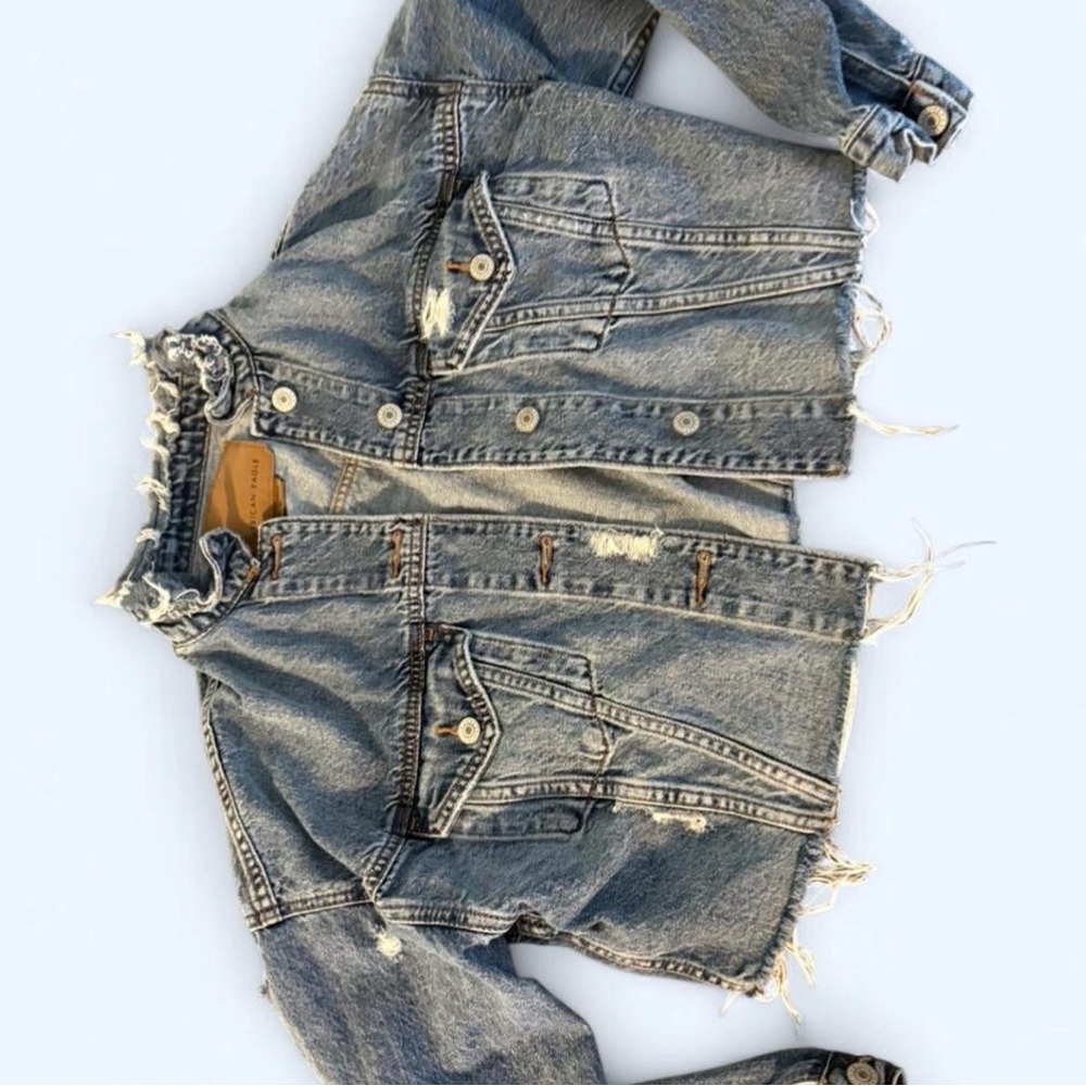 American Eagle Outfitters Distressed Blue Jean Jacket